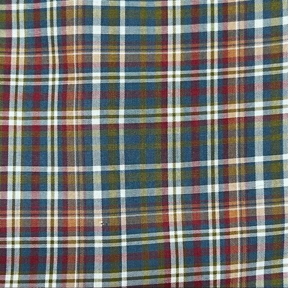 Men’s Large Faconnable Plaid LS Button Down Green Burgundy Blue & Brown. - Picture 5 of 8